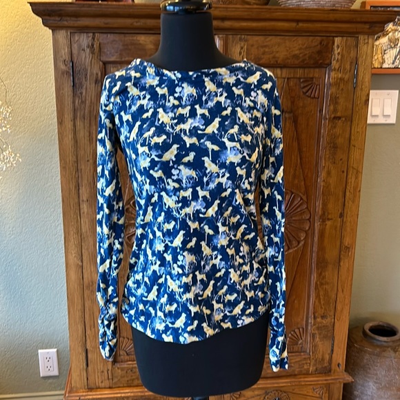 Sundance Tops Sundance Catalog Dog Pattern Long Sleeved Shirt 0